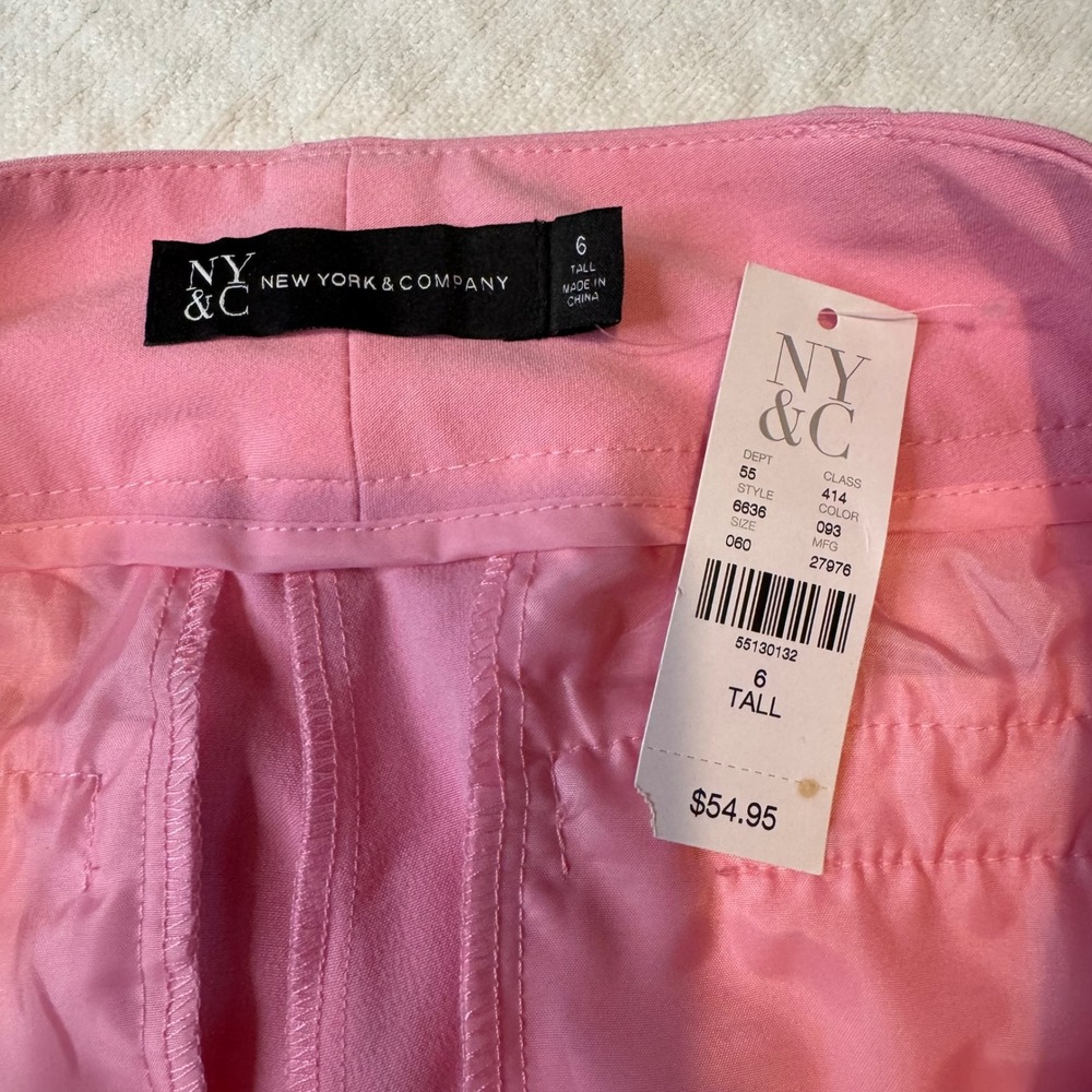 NY & Company Pink Dress Pants Womens 6 Tall Flat Front Boot Cut Retro Office - Picture 3 of 8